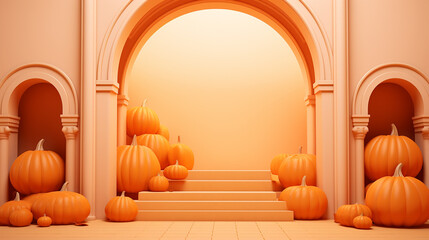 Obraz premium Halloween 3d rendered Luxury background with pumpkin vibe