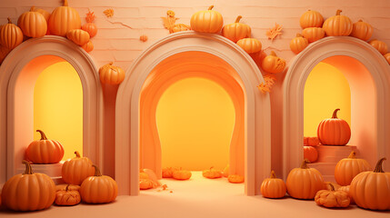 Obraz premium Halloween 3d rendered Luxury background with pumpkin vibe