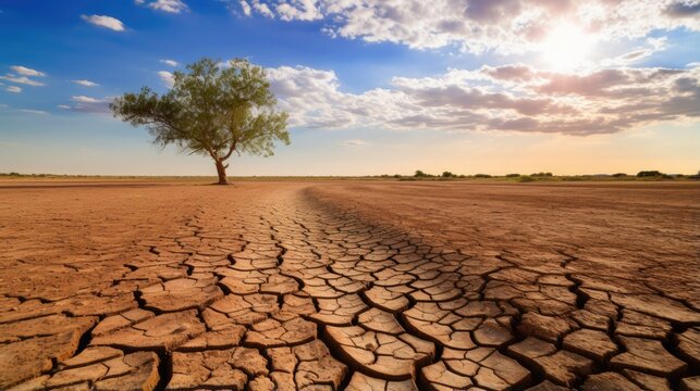 parched landscape, a stark image of the impact of climate change on agriculture generative ai