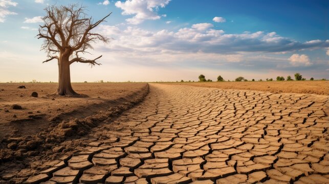 parched landscape, a stark image of the impact of climate change on agriculture generative ai