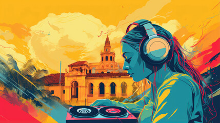  Colombian Woman Enjoying Music