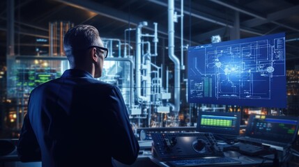 Fototapeta premium chemical engineer overseeing a production process generative ai