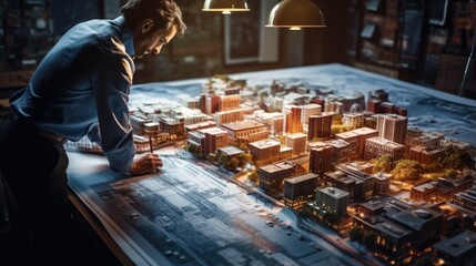 Naklejka premium civil engineer working on urban planning designs generative ai