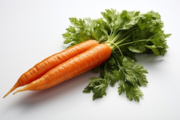 Two carrots on a white background.