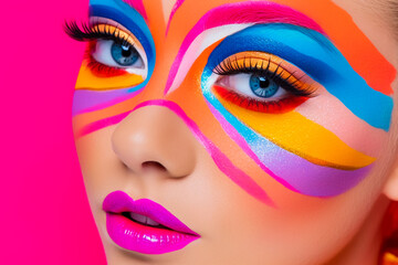 Beauty Portrait With Colorful Makeup.  Vivid Colors