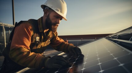 electrical engineer installing solar panels generative ai