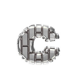 Symbol made of silver vertical bricks. letter c