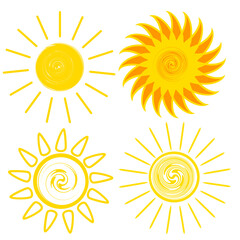 set of sun icons, with transparent background, no background, png, isolated