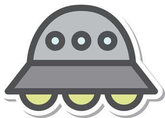シンプルな乗り物のステッカー単品アイコン　UFO