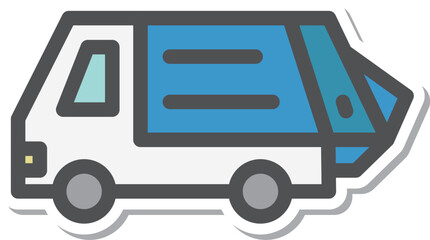 シンプルな乗り物のステッカー単品アイコン　ごみ収集車