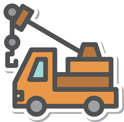 シンプルな乗り物のステッカー単品アイコン　クレーン車