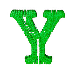 Symbol made of green cubes. letter y