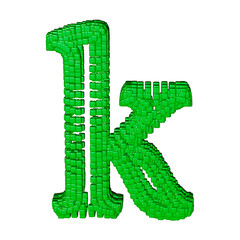 Symbol made of green cubes. letter k