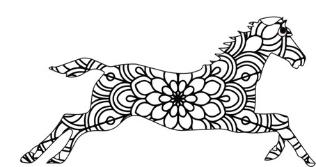 Animal mandala coloring page for adult