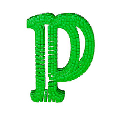 Symbol made of green cubes. letter p