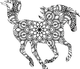 Animal mandala coloring page for adult