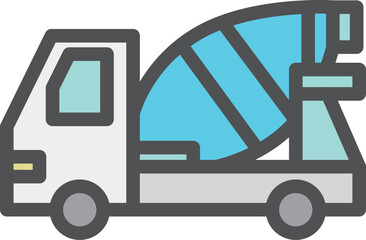 シンプルな乗り物のカラー単品アイコン　ミキサー車