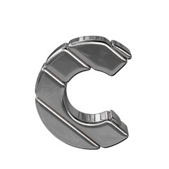 Symbol made of diagonal silver blocks. letter c