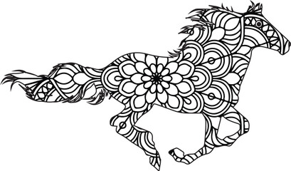 Animal mandala coloring page for adult