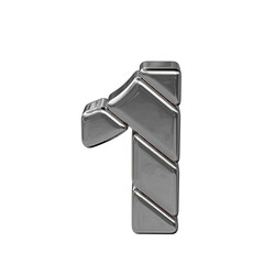 Symbol made of diagonal silver blocks. number 1