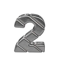 Symbol made of diagonal silver blocks. number 2
