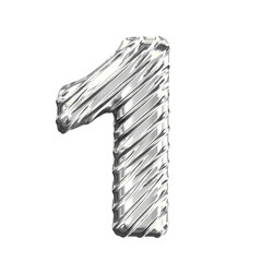 Ribbed silver symbol. number 1