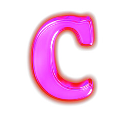 Symbol made of glowing purple. letter c