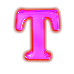 Symbol made of glowing purple. letter t
