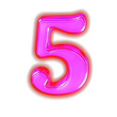Symbol made of glowing purple. number 5