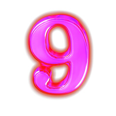 Symbol made of glowing purple. number 9