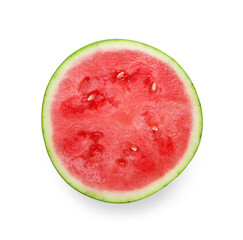 Half of ripe juicy watermelon isolated on white, top view
