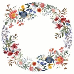 oval floral frame with pretty wild flower 