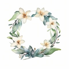 pretty flower frame with jasmine flower and leaves
