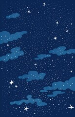Fototapeta na wymiar Starry night sky screenprint graphic, deep dark, illustration detailed and symbolic