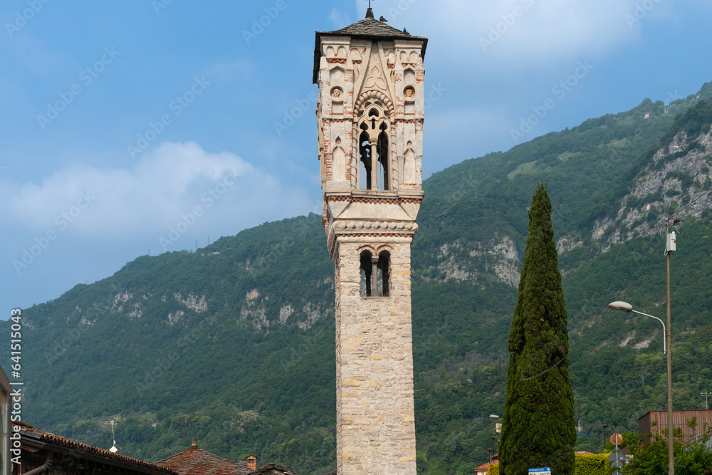 Canvas Prints Historic church bell tower rising above village of Como