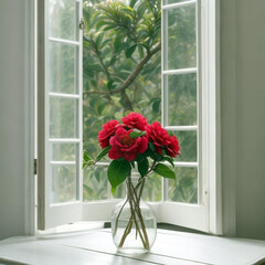 flowers in a window