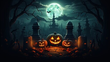 halloween background. cartoon paper style.