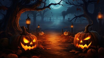 halloween background. cartoon paper style.