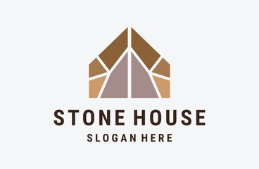 Stone House Logo Illustration Icon Vector template .