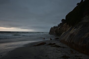 sunset on the rocky coast
