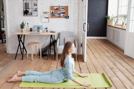 Woman resting in yoga position