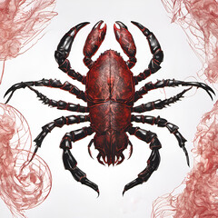 Crimson Arachnid Concept Art Wall Paper Claws Intricate Design ~ Created With Generative AI.