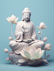 Buddha Statue and Lotus Flower Harmony