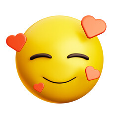 Smiling face with hearts and closed eyes emoji, 3d style emoticon