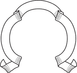 手描きのシンプルなモノクロのリボンバナー素材