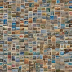 Create a mosaic of vintage postage stamps from around the world, each telling a story1