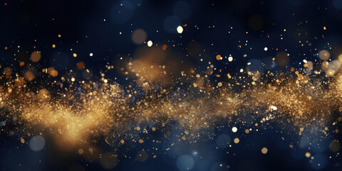 Fototapeta na wymiar Abstract background with Dark blue and gold particle. New year, Christmas background with gold stars and sparkling.