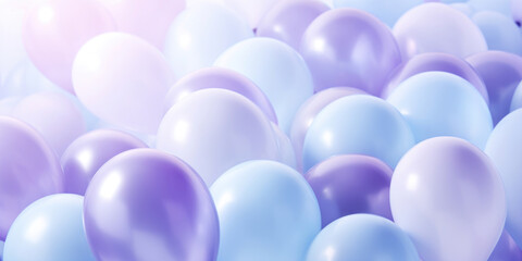 Background with blue, silver, purple, white balloons