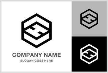 Monogram Letter H Geometric Square Cube Business Company Stock Vector Logo Design Template	