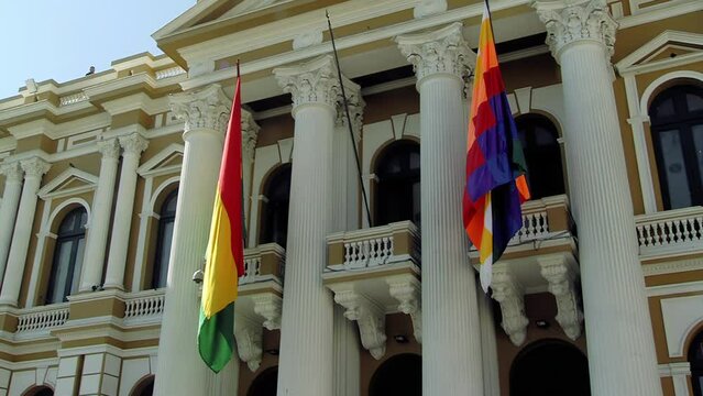 Legislative Palace (Spanish: Palacio Legislativo) in La Paz, Bolivia, South America. 4K Resolution.